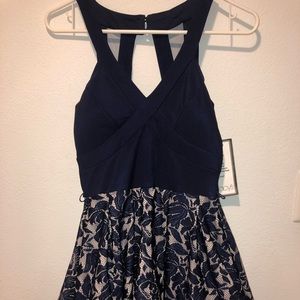 Macy’s Navy Blue/Nude Social Dress, Size 3